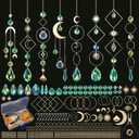 Sun Catcher Kits for Adults, 228pcs DIY Suncatcher Making Supplies Arts and Crafts for Girls Women Hanging Ornaments for Indoor Windows Prism with Crystal Balls Gift for Birthday Mother's Day (Gold)