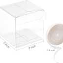 100 Pack 2x2x2 Inches Clear Favor Boxes with Ribbons, Mini Transparent Cube Treat Boxes for Candy & Chocolate Bomb, Plastic Individual Macaron Packaging Box for 2