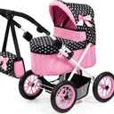 Bayer: Trendy Pram - Hearts Black & Pink - Includes Matching Shoulder Bag, for Dolls Up to 18", Foldable, Kids Pretend Play Toy, Ages 3+ `