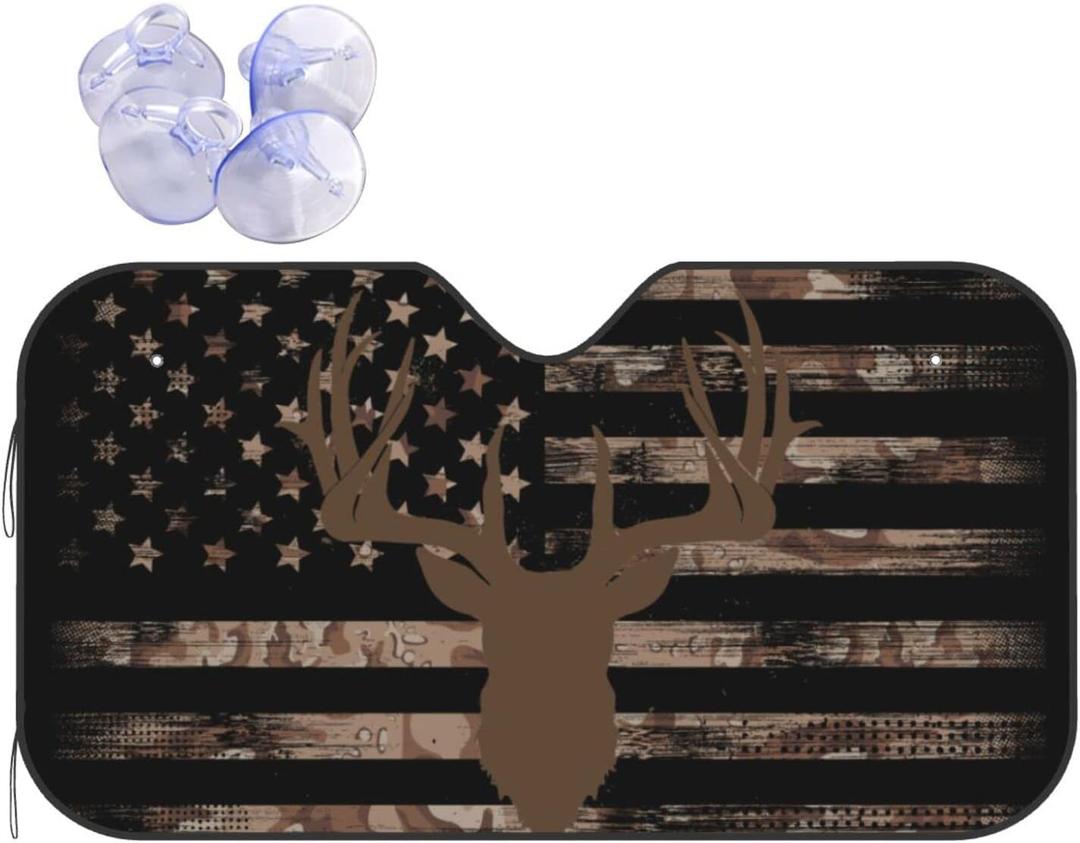 American Flag Camouflage Car Windshield Sunshade Front Window Sun Visor Protector Foldable Shield Cover for Truck SUV (Small, White9)