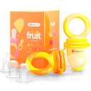 NatureBond Baby Food Feeder/Fruit Feeder Pacifier Nibbler (2 Pack) - Infant Teething Toy Teether Weaning in Appetizing Colors | + Additional Silicone Sacs (Sunshine Orange and Lemonade Yellow)