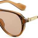 Vintage Retro 70s Sunglasses for Women Men, Fashion Disco Glasses, Double Bridge Aviators (Brown)