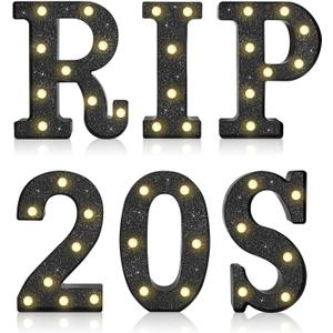 6Pcs 30th Birthday Decorations for Women, RIP 20S Led Light Up Sign Death to My 20s Party Supplies Gifts Favor for Table Wall Decor(Shining Black)
