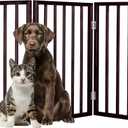 3-Panel Indoor Foldable Dog Fence for Stairs, Hallways, or Doorways - 54x24-Inch Wood Freestanding Dog Gates by PETMAKER (Brown)