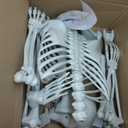 6Ft/185cm Halloween Skeleton Decoration, Large Posable Life Size Skeleton Creepy Sound, Halloween Giant Skeleton Outdoor Indoor Decor for Yard, Haunted House Props, Spooky Party