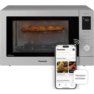 Panasonic HomeChef 4-in-1 Countertop Microwave Air Fryer Combo, Time-Saving 20 Presets + App-Linked Recipes, 1000W 1.2 cu ft Inverter Multi Oven & Convection Tech – NN-CV87QS Stainless Steel