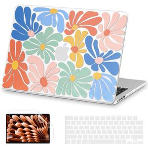 AKIT Compatible with MacBook Air 15 Inch Case 2026 2025-2023 M5 M4 M3 M2 A3448 A3241 A3114 A2941, Pattern Hard Shell Laptop Case+Keyboard Cover+Screen Protector for Mac Air 15 Inch, ColorfulFlowers