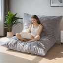 BYBYME 3 in 1 Bean Bag Chair, Convertible Chair Folds from Bean Bag to Lounger, High-Density Foam Filling, Faux Fur Big Sofa Bed, Giant Bean Bag Chair Bed for Adults Size: 60"*80"