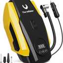 Tire Inflator Portable Air Compressor - Air Pump for Car Tires - 12V DC Compact Tire Pump with Auto Shutoff Function - Multipurpose Car Accessory with LED Light, Yellow, Medium