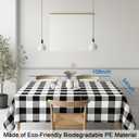 6 Packs Gingham Tablecloth Black and White Checkered Tablecloths 54 x 108 Inches Disposable Plastic Gingham Tablecovers Waterproof Rectangle Picnic Table Covers for Birthday Party Supplies