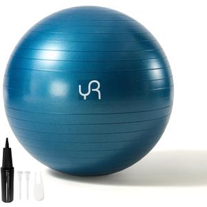 Exercise Ball for Workouts, 9 Inch Pilates Ball Anti-Burst and Slip Resistant Yoga Ball for Gym Fitness and Physical Therapy (Dark Blue 55cm)