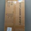 Taranta 4 Step Ladder, Lightweight Aluminum Step Stool with Convenient Handgrip, Folding Ladder with Anti-Slip Pedals, 330lbs Capacity Stepladder for Home, Office, Kitchen - White