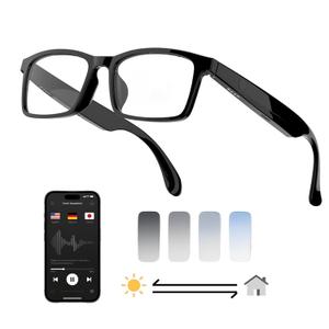MNVOEQ AI Smart Bluetooth Translator Glasses,Support 140+Languages Translation&Bluetooth Connection for Men and Women Travelling/Business/Sports (G10+AI+Color Change Lens+Black)
