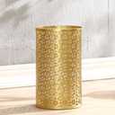 Metal Gold Garbage Can, Gold Trash Can for Office, Modern Metal Waste Basket for Bathroom, 7" W x 7" L x 12" H