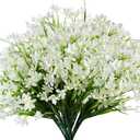 6 Bundles Artificial Daffodils Flowers, Fake Artificial Greenery UV Resistant No Fade Faux Plastic Plants for Wedding Bridle Bouquet Indoor Outdoor Garden Kitchen Office Table Vase (White)