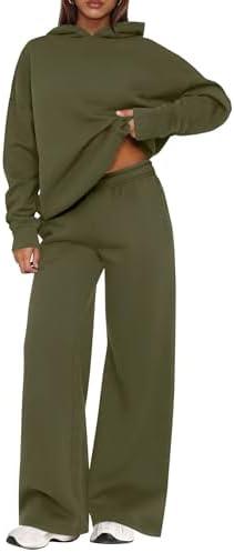 PRETTYGARDEN Womens Sweatsuits 2 Piece Set 2026 Casual Winter Long Sleeve Hoodie Loose Wide Leg Sweatpants Fall Tracksuit, S
