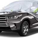 Koukou SUV Car Cover Custom Fit Toyota Highlander from 2007 to 2025,Waterproof Car Cover All Weather for Automobiles Outdoor Indoor with Zipper Door, Sun Rain Dust Snow Protection. (Silver)
