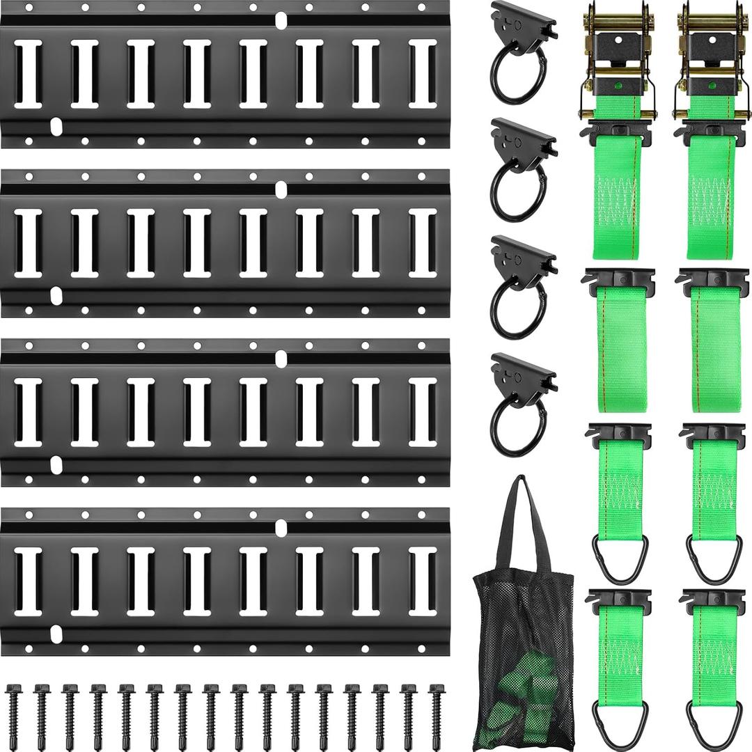 E Track Tie-Down Rail Kit, Trailer Tie Downs, 31 Pcs Set Etrack kit, 10ft