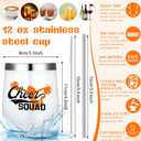 Irenare 4 Pcs Orange Cheerleader Gifts Cheer Stuff 12 oz Stainless Steel Tumbler Cup Makeup Bag Keychain Bracelet Set Christmas Gift Bulk for Cheerleader Coach Girls Women Sports Team Accessories