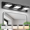 Sailstar LED Modern Bathroom Vanity Light Fixture, 5CCT 24W 3-Light Bathroom Lighting Fixtures Over Mirror, Dimmable Acrylic Vanity lights with Rotatable Heads, 20" Matte Black Bath Room for Over Sink