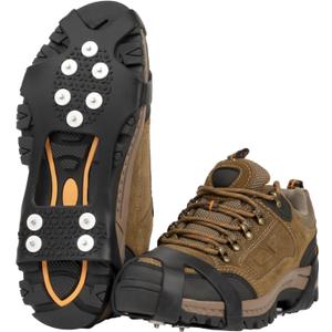 EZ2LIVE Ice Cleats crampons for Shoes and Boots, Ice Snow Grips for Winter Walking Traction, Anti-Slip Ice Traction Cleats with 10 Steel Studs Crampons Gripper Spikes for Shoes Men Women (Small)