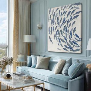 CHUDANHAO Blue and White Wall Decor Animal Decorative Paintings Fish Canvas Wall Art 30"x40" Office Decorations Artwork for Bedroom