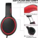 RORSOU R10 Over-Ear Headphones with Microphone, Lightweight Folding Stereo Bass Headset with 1.5M No-Tangle Cord, Portable Wired Headphones for Smartphone Tablet Computer MP3 / 4 (Black)