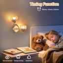 Battery Operated Wall Sconce, 2-Lights Vinatge Brass Wall Lighting with Amber Tluip Shade Rechargeable Bulb with Remote for Living Room, Bedroom (1 pack)