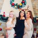 2 x Christmas Deer Antlers Headband With Bow, Reindeer Antlers Hair Accessories for Women, Christmas Cosplay Costume Party