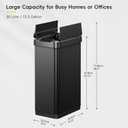 EKO Phantom-T 13.2 Gallon/ 50L Automatic Sensor Kitchen Trash Can or Recycling Bin, Slim Stainless Steel Touchless Garbage Bin with Soft-Close Dual Wing Lid for Home & Office, Matte Black