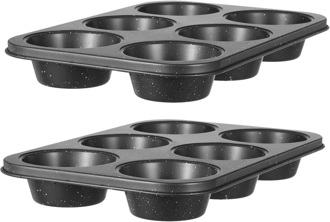 Jumbo Muffin Pan 2 Pack, Nonstick 6 Cup Muffin Tin, Extra Large Cupcake Pan for Baking, Giant Muffin & Cupcake Mold, Carbon Steel Muffin Tins, 3.3'' Cup Diameter