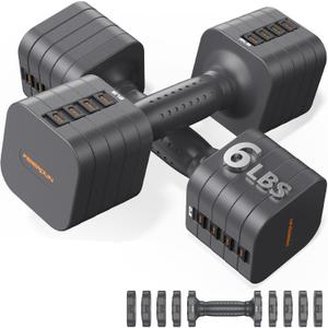 FEIERDUN DB3 5-in-1 Adjustable Dumbbell Set of 2, 12LBS/20LBS Hand Weights for Women, Men, 1s-Adjust Dual-Stable Dumbbell Set for Women Home Gym & Outdoor