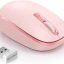 TECKNET Wireless Mouse, 2.4G Quiet Computer Mouse with USB Receiver, 4 Buttons Portable Cordless Mice for Chromebook, Laptop, PC, Mac, 800/1200/1600 DPI - Pink
