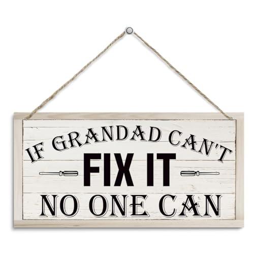 Pack of 6 If Grandad Can't Fix lt No One Can Decor Sign, Father's Day Gift Sign, Grandad Garage Sign, Garage Wall Decor, Rustic Hanging Wood Plaque Sign, Tool Room Decor Sign, 12×6In