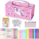 nasominako Washable Scented Markers Set for Kids - Unicorn Coloring Art Supplies Set for Kids Ages 4-8 Birthday Gifts for 4-8 Year Old girls Unicorn Pencil Case 54 PCS