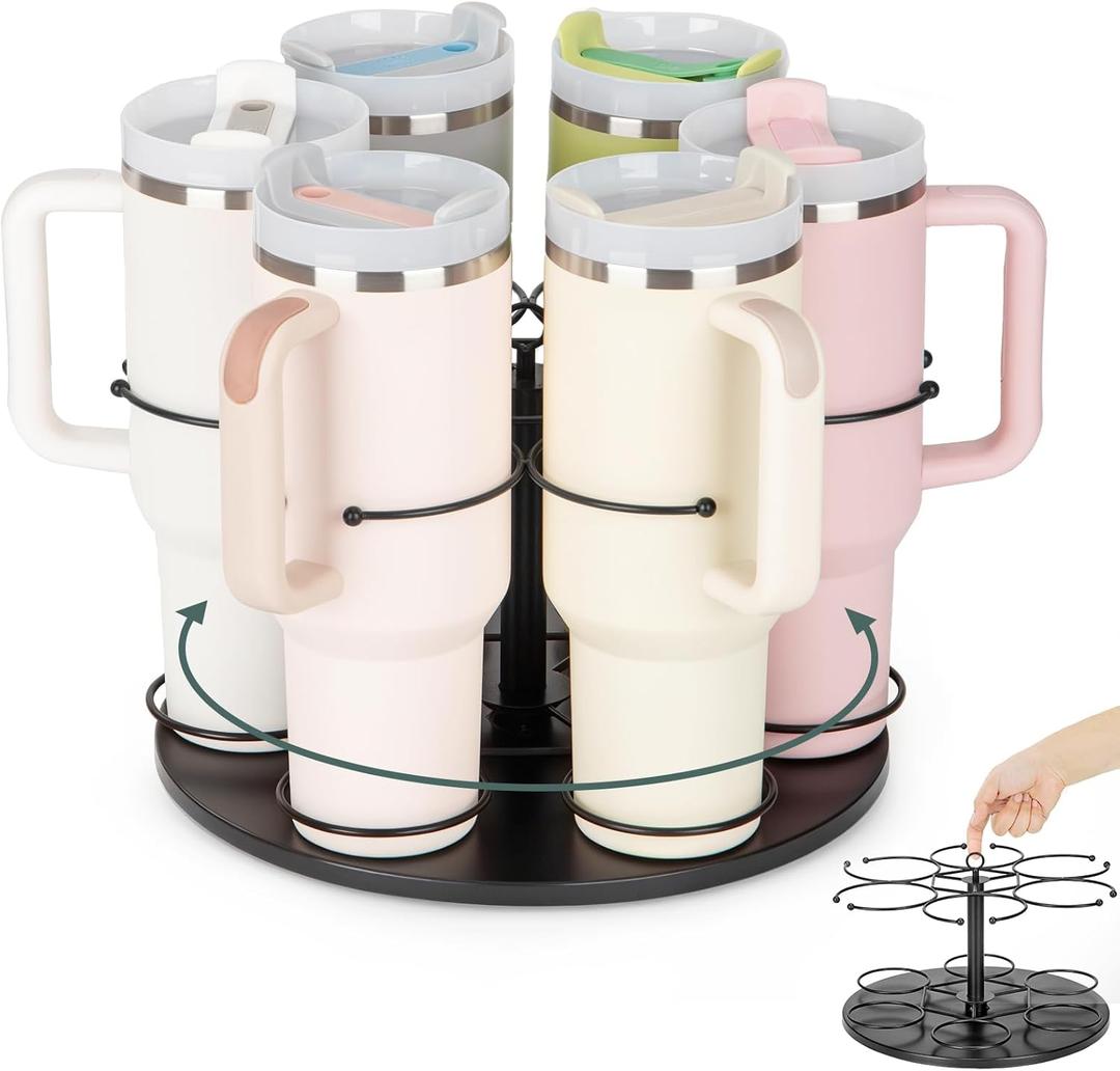 Upgraded Water Bottle Organizer for Stanley 40 oz/30 oz/20 oz,Rotating Stanley Cup Organizer Holder,Tumbler Holder Organizer, Easy to Install Kitchen Organizers and Storage for Stanley Cup Accessories (Black)