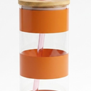 Pandaloo® Glass Cups With Lids and Straws -20 Fl Oz- Perfect Size Iced Coffee Cup - Smoothie Cup With Bamboo Lid and On the go Lid - Glass Tumbler With Straw (1 Count (Pack of 1), Autumn Gold)