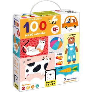 Little Library 100 First Words Picture Books - Includes 2 fold-Out Accordion Books and an Educational Guide for Parents to Promote Learning and Speech, for Babies and Toddlers 12 Months and up