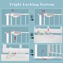 WAOWAO Triple Lock Baby Gate Extra Wide 81.49-85.82" Pressure Mounted Walk Through Swing Auto Close Safety White Metal Dog Pet Puppy Cat for Stairs,Doorways,Kitchen