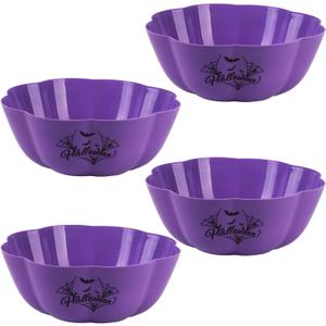 4 Pcs Large Halloween candy bowl Trick or Treat Candy Bowl 11.6x4.3 Inch Reusable Plastic Pumpkin Bowl for Halloween Party Decor Supplies (Purple)