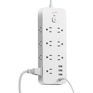 Surge Protector Power Strip with USB Ports, 14 AC Outlets with 4 USB Ports (1 USB C), 5 Feet Extension Cord with Multiple outlets, 1875W/15A, One Touch Switch Button, Wall Mountable for Home, Office (White)