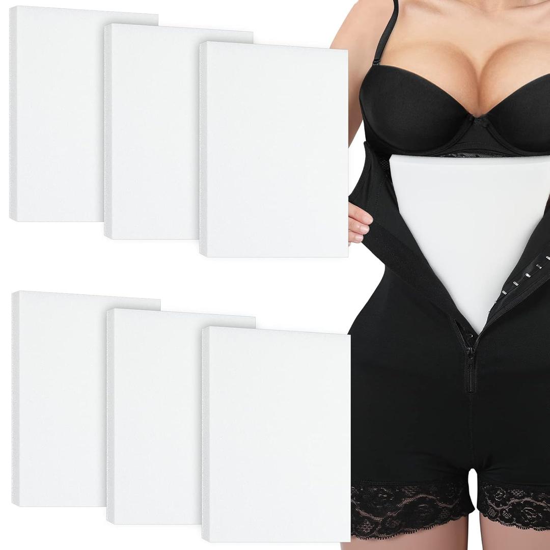 Sosation 6 Pcs 12 Pcs Lipo Foam Board Lipo Foams Post Surgery Waist Supports Foam Sheet for Recovery Post Surgery Posts Liposuction Pad Compression Garment, 8 x 11 Inches, White