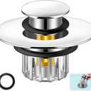 Universal 3 in 1 Bathtub Drain Stopper Anti-Clogging Bathtub Drain Hair Catcher, Pop Up Tub Drain Plug and Cover with Effective Filter Basket for for 1.4 to 1-3/4" Drain Hole