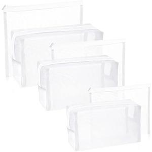 6 Pieces Mesh Makeup Bags Mesh Cosmetic Bag Portable Travel Organizing Zipper Pouch Toiletries Makeup Pouches for Home Office Travel Accessories (White)