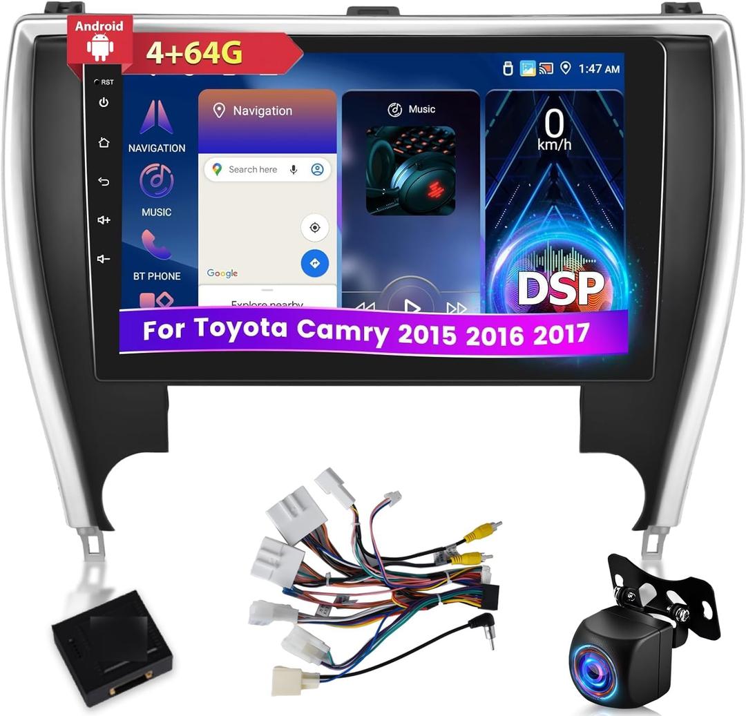 [4+64G] for Toyota Camry 2015 2016 2017 Upgrade Stereo - 10.1 inch IPS Toushscreen Android 13 Radio - Wireless Carplay and Android Auto, Custom Homepage, WiFi, GPS, Multi-Functions + AHD Backup Camera