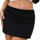 Danysu Stretchy Mini Skorts Low Waist Skirt with Shorts Side Slit 2026 Sports Daily Going Out Outfits (Black, M)