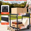 VEVOR Heavy Duty 2 Tier Foldable Platform Hand Truck, 700 lbs Push Tool Cart with High-Strength Steel, Folding Utility Cart for Warehouse, Garage, Workshop, Office