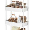Dttwacoyh 4-Tier Rolling CartTrolley with Drawer, Kitchen Storage Organizer with Plastic Shelf & Metal Wheels, Storage Cart for Living Room, Kitchen, Office, Bathroom, White