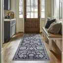 Boho 2x8 ft Runner Rug - Black and White Area Rug, Non-Slip, Washable, Indoor Outdoor Carpet for Hallway, Kitchen, Entryway
