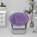 Urban Lifestyle Faux Fur Saucer Chair,Purple/Silver, 22" D x 32" W x 29" H, Cozy Foldable Accent Chair for Teens, Kids, Dorms & Bedrooms